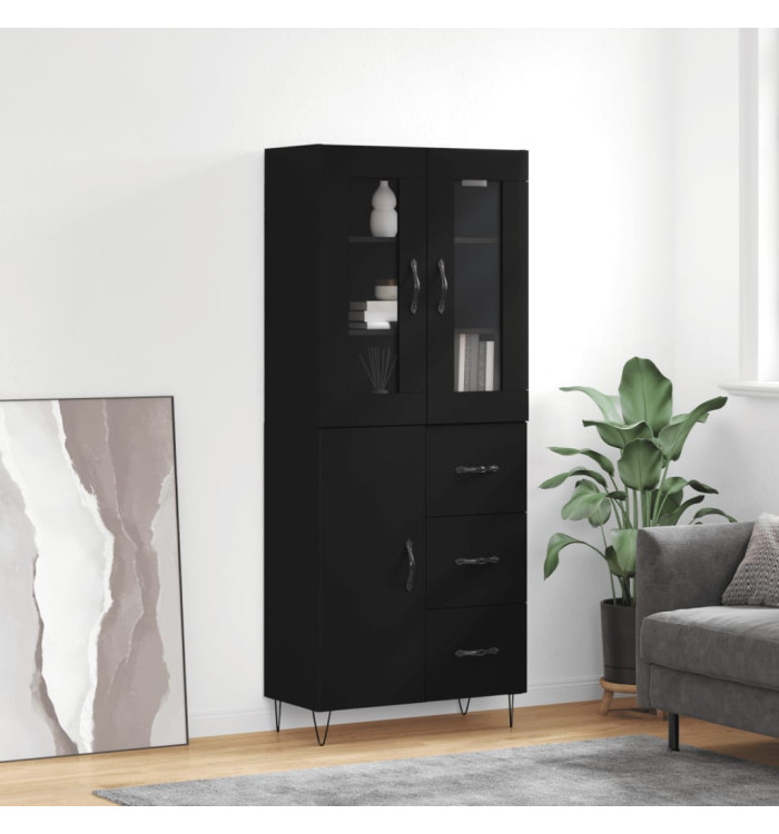 Buffet haut Noir 69,5x34x180 cm Bois d'ingénierie | Mobilier & Déco