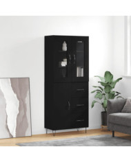 Buffet haut Noir 69,5x34x180 cm Bois d'ingénierie | Mobilier & Déco