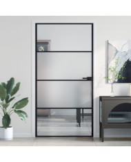 Porte intérieure mince noir verre trempé aluminium | Mobilier & Déco
