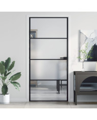 Porte intérieure mince noir 93x201,5 cm verre trempé aluminium | Mobilier & Déco