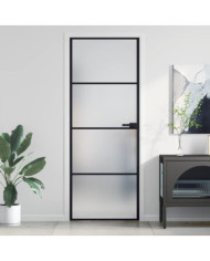 Porte intérieure mince noir 76x201,5 cm verre trempé aluminium | Mobilier & Déco