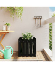 Jardinière avec design de clôture noir 50x50x50 cm pin massif | Mobilier & Déco