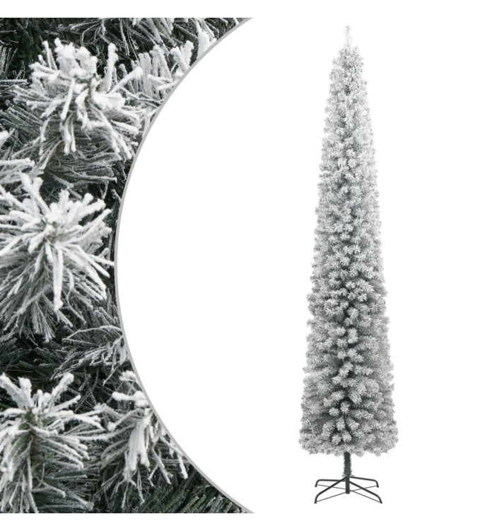 Sapin de Noël mince avec support et flocon de neige 300 cm PVC | Mobilier & Déco