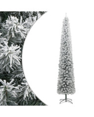 Sapin de Noël mince avec support et flocon de neige 300 cm PVC | Mobilier & Déco