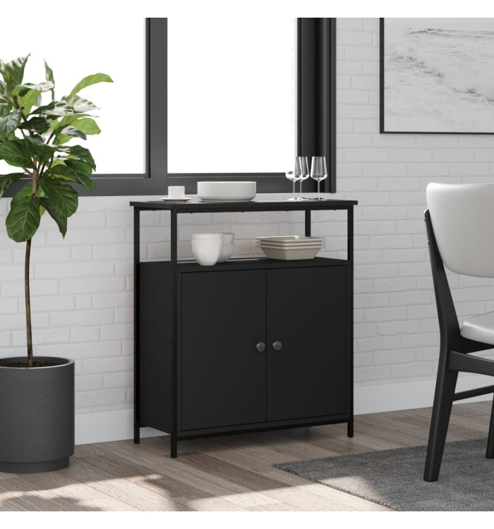 Buffet noir 70x30x80 cm bois d'ingénierie | Mobilier & Déco