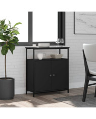 Buffet noir 70x30x80 cm bois d'ingénierie | Mobilier & Déco