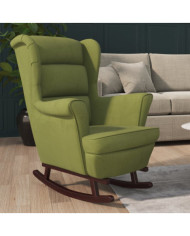 Fauteuil à bascule et pieds en bois d'hévéa Vert clair Velours | Mobilier & Déco
