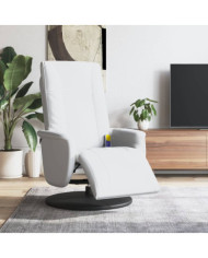 Fauteuil inclinable de massage repose-pieds blanc similicuir | Mobilier & Déco