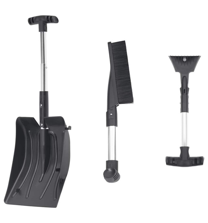 Kit de pelle à neige 3 en 1 noir aluminium | Mobilier & Déco