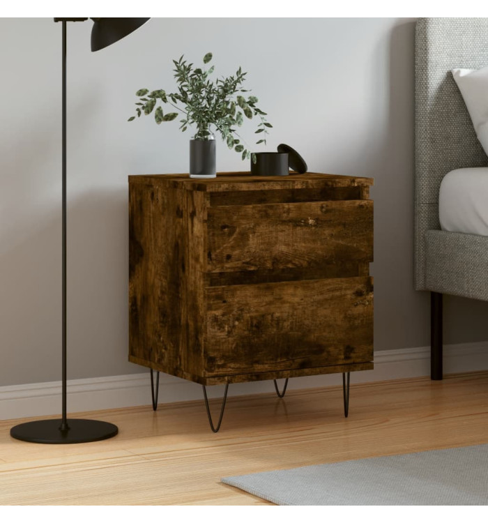 Table de chevet chêne fumé 40x35x50 cm bois d’ingénierie | Mobilier & Déco