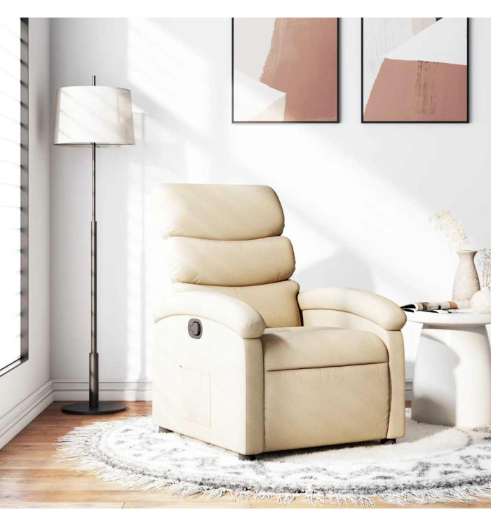 Fauteuil inclinable Crème Tissu | Mobilier & Déco