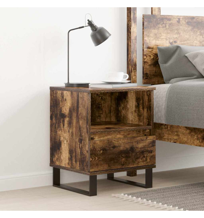 Table de chevet chêne fumé 40x35x50 cm bois d’ingénierie | Mobilier & Déco