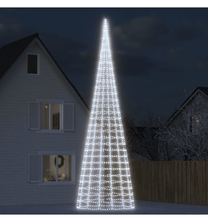 Sapin de Noël à LED sur mât de drapeau 3000 LED blanc 800 cm | Mobilier & Déco