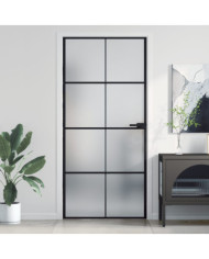 Porte intérieure mince noir 93x201,5 cm verre trempé aluminium | Mobilier & Déco