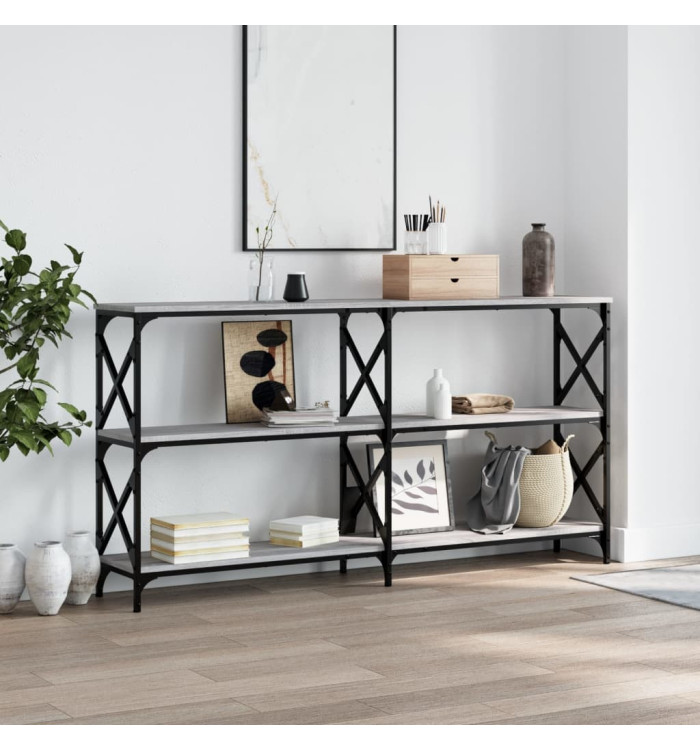Table console sonoma gris 156x28x80,5 cm bois d'ingénierie | Mobilier & Déco