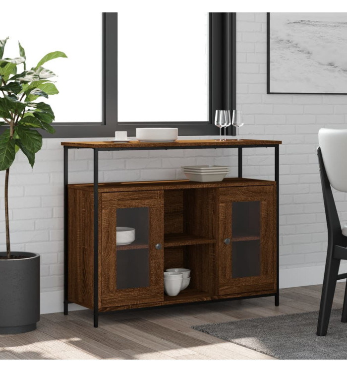 Buffet chêne marron 100x35x80 cm bois d'ingénierie | Mobilier & Déco
