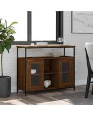 Buffet chêne marron 100x35x80 cm bois d'ingénierie | Mobilier & Déco