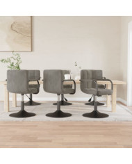 Chaises pivotantes à manger lot de 6 gris clair velours | Mobilier & Déco