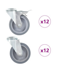 24 pcs Roulettes pivotantes à trou de boulon 100 mm | Mobilier & Déco
