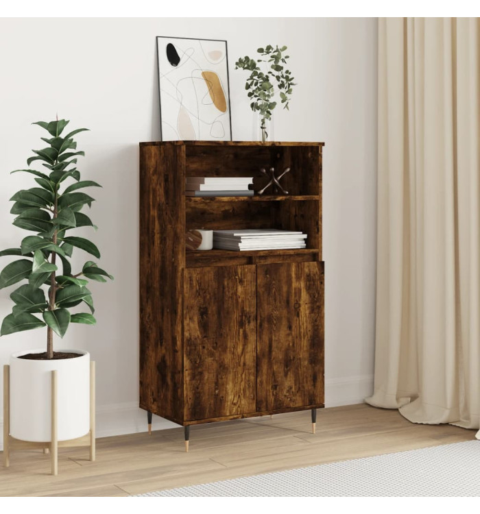 Buffet haut Chêne fumé 60x36x110 cm Bois d'ingénierie | Mobilier & Déco