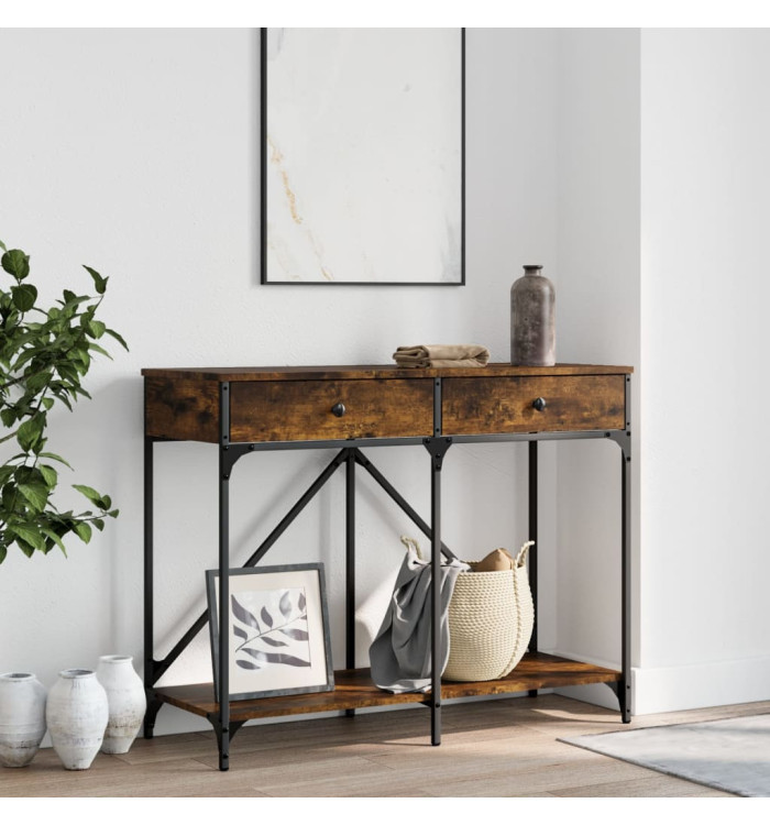 Table console chêne fumé 100x39x78,5 cm bois d'ingénierie | Mobilier & Déco