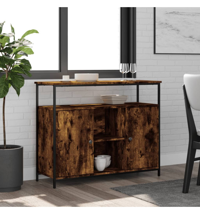 Buffet chêne fumé 100x35x80 cm bois d'ingénierie | Mobilier & Déco