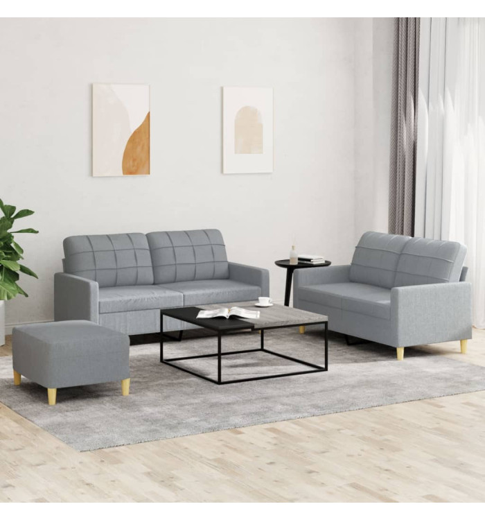Ensemble de canapés 3 pcs avec coussins Gris clair Tissu | Mobilier & Déco