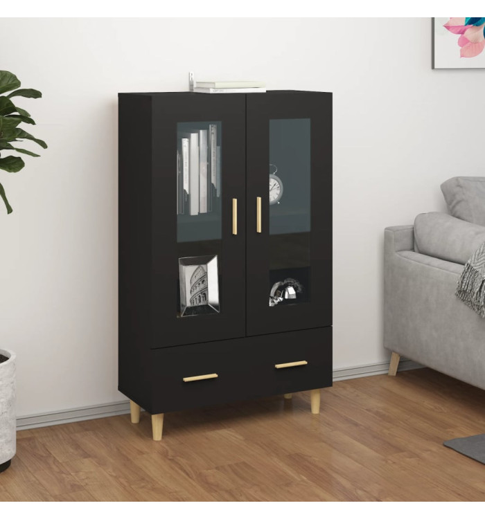 Buffet haut noir 70x31x115 cm bois d'ingénierie | Mobilier & Déco