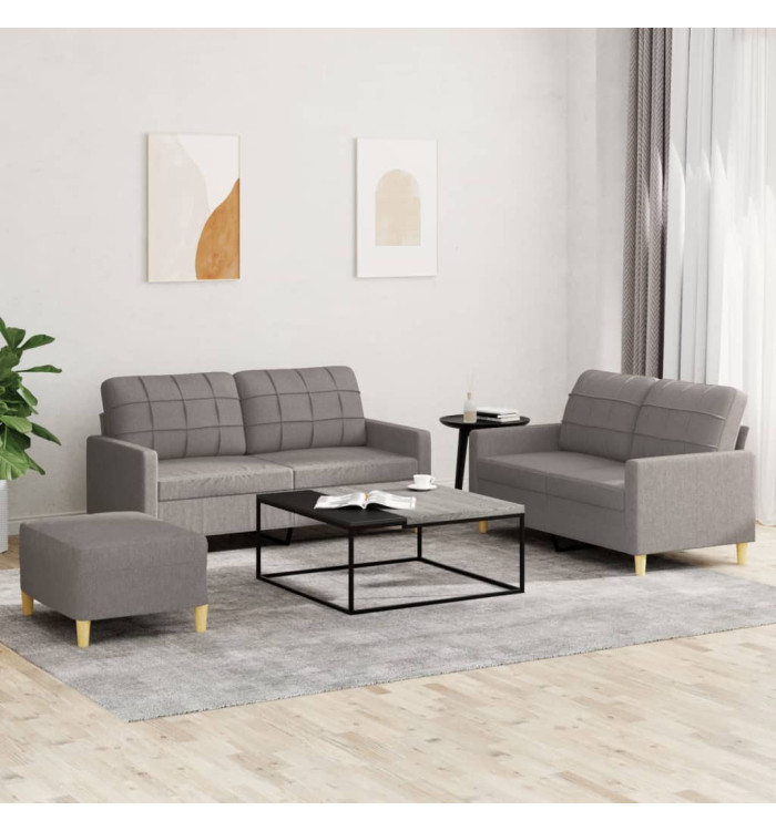 Ensemble de canapés 3 pcs avec coussins Taupe Tissu | Mobilier & Déco