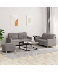Ensemble de canapés 3 pcs avec coussins Taupe Tissu | Mobilier & Déco
