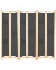 Cloison de séparation 6 panneaux Gris 240 x 170 x 4 cm Tissu | Mobilier & Déco