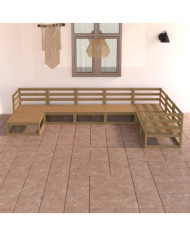 Salon de jardin 7 pcs marron miel bois de pin massif | Mobilier & Déco