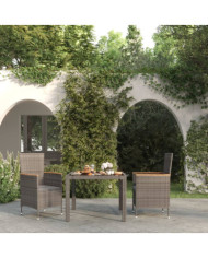 Ensemble à manger d'extérieur 3 pcs et coussins Résine tressée | Mobilier & Déco