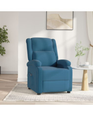 Fauteuil inclinable électrique bleu velours | Mobilier & Déco