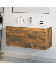 Meuble lavabo avec bassin intégré Chêne fumé Bois d'ingénierie | Mobilier & Déco