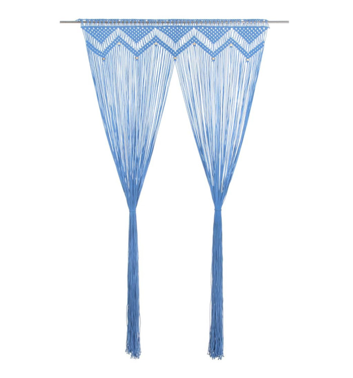 Rideau en macramé Bleu 140x240 cm Coton | Mobilier & Déco
