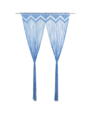 Rideau en macramé Bleu 140x240 cm Coton | Mobilier & Déco