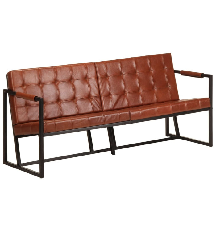 Canapé à 3 places Marron Cuir de chèvre véritable | Mobilier & Déco