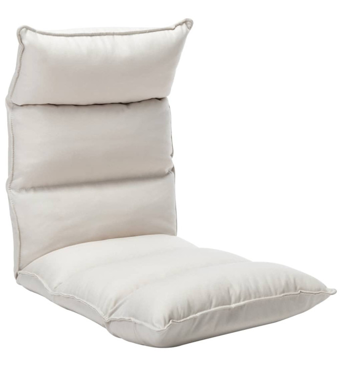 Chaise pliable de sol Crème Tissu | Mobilier & Déco