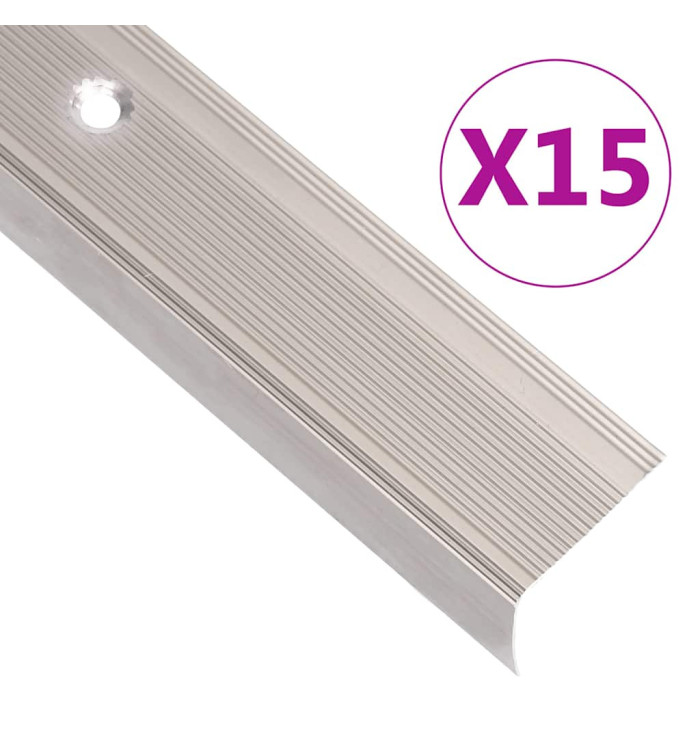 Nez de marche forme en L 15 pcs aluminium 90 cm champagne | Mobilier & Déco