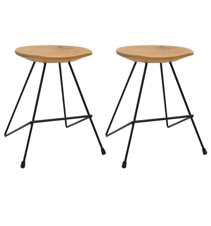 Tabourets lot de 2 bois de teck massif | Mobilier & Déco