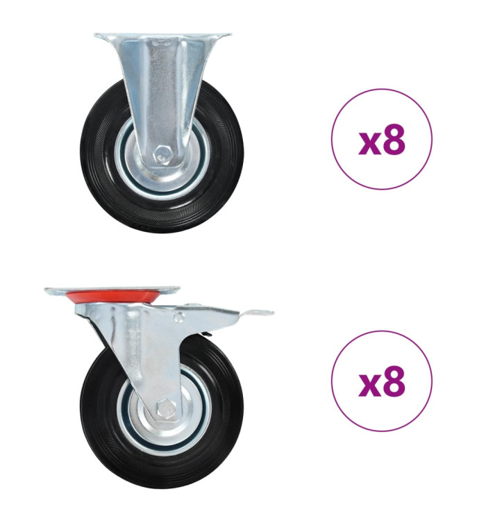 16 pcs Roulettes 125 mm | Mobilier & Déco