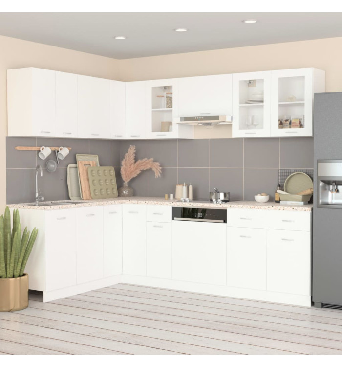 Ensemble de meubles de cuisine 11 pcs Blanc Aggloméré | Mobilier & Déco