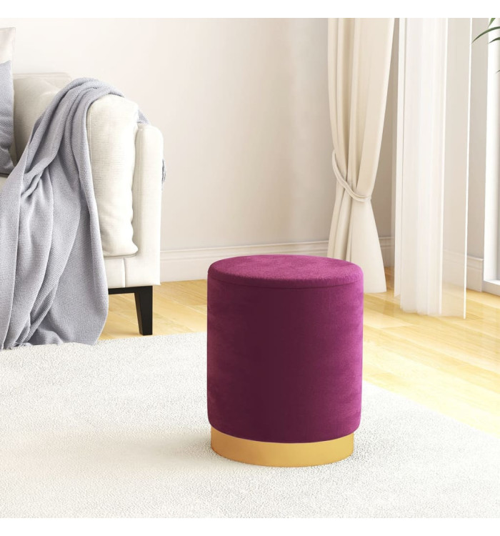 Tabouret de rangement rond Violet Velours | Mobilier & Déco