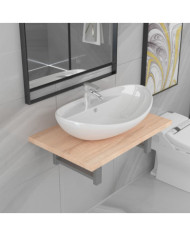 Meuble de salle de bain en deux pièces Céramique Chêne | Mobilier & Déco