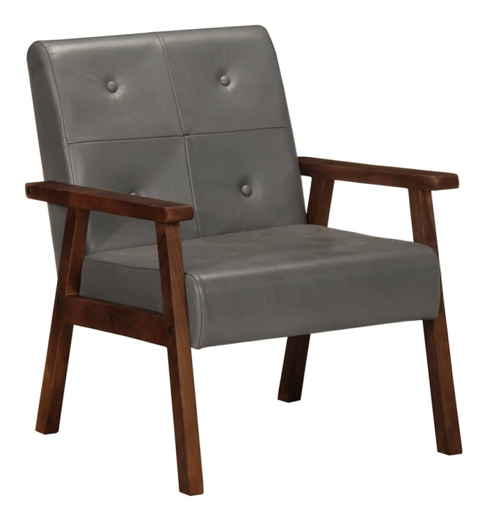 Fauteuil gris cuir véritable | Mobilier & Déco
