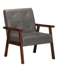 Fauteuil gris cuir véritable | Mobilier & Déco
