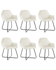 Chaises à manger lot de 6 crème velours | Mobilier & Déco