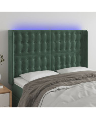 Tête de lit à LED Vert foncé 147x16x118/128 cm Velours | Mobilier & Déco