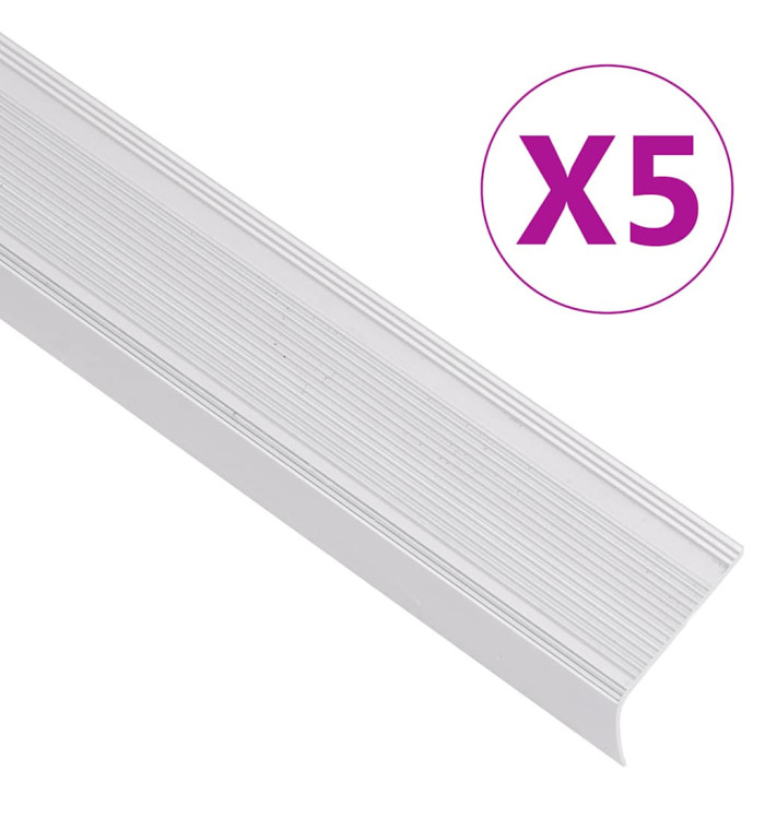 Nez de marche forme en L 5 pcs aluminium 100 cm argenté | Mobilier & Déco